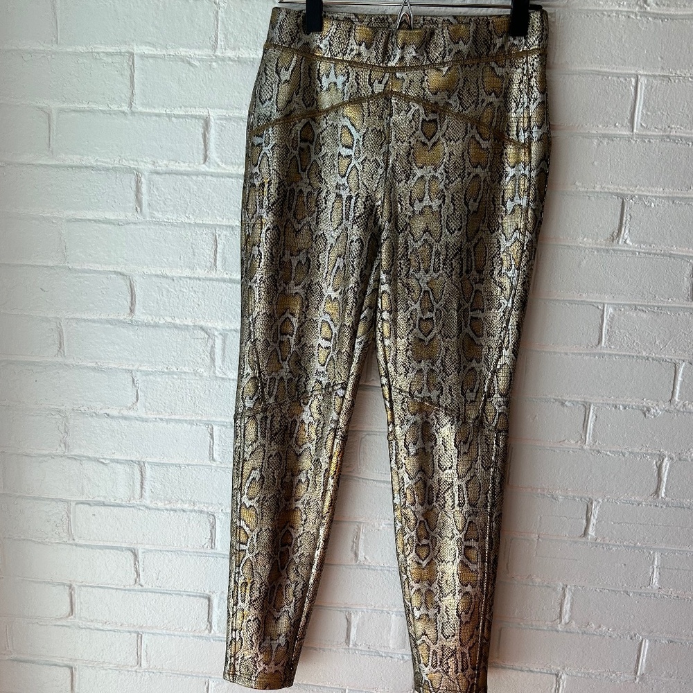 Free People Gold Rio Snake Print Leggings - Size Small